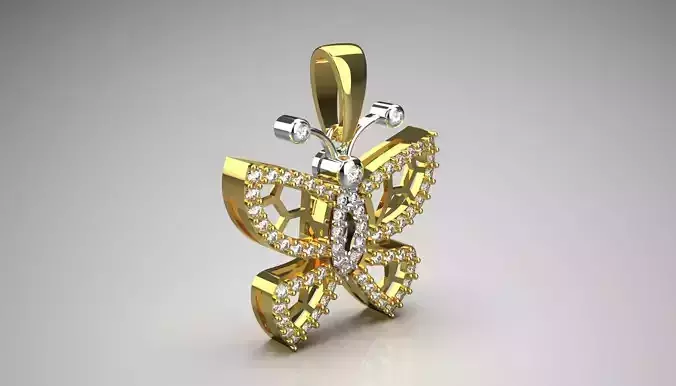 Luxury two-tone gold butterfly necklace diamonds model jp0253