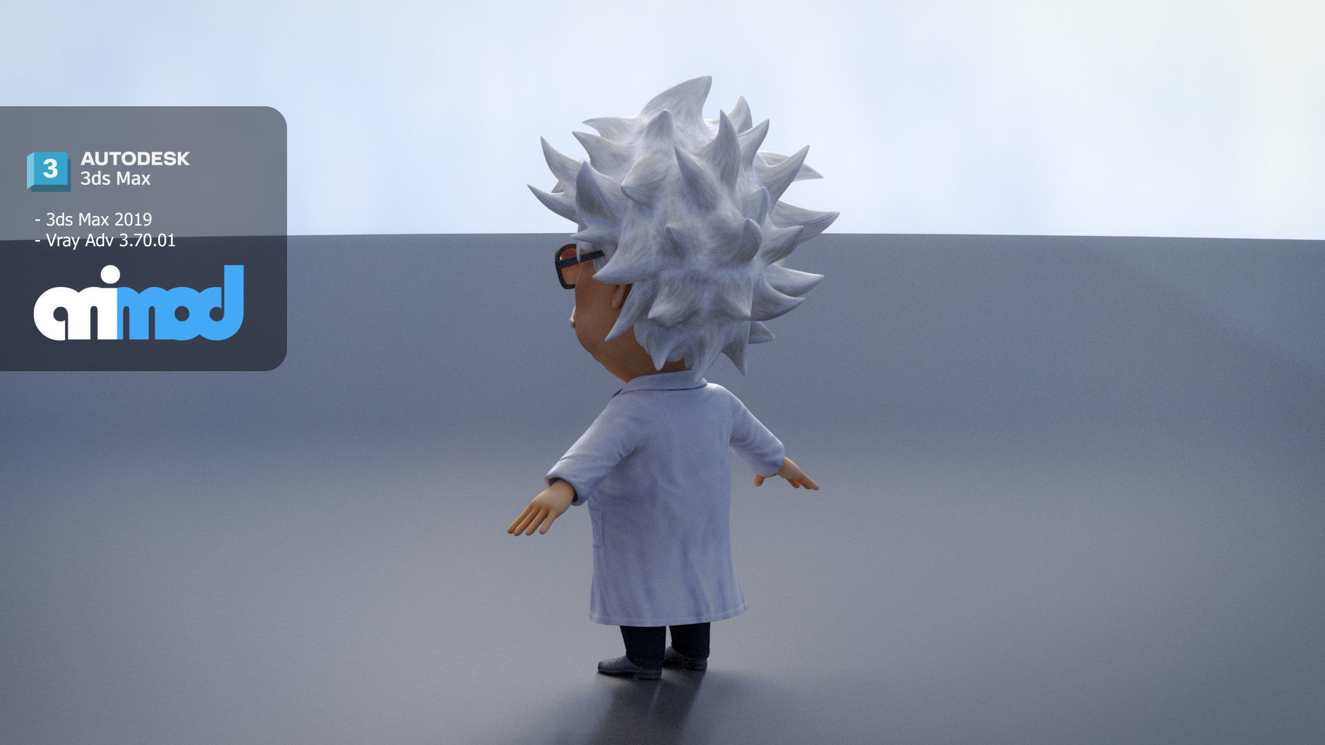 Professor With Weird Hairstyle 3D model_4