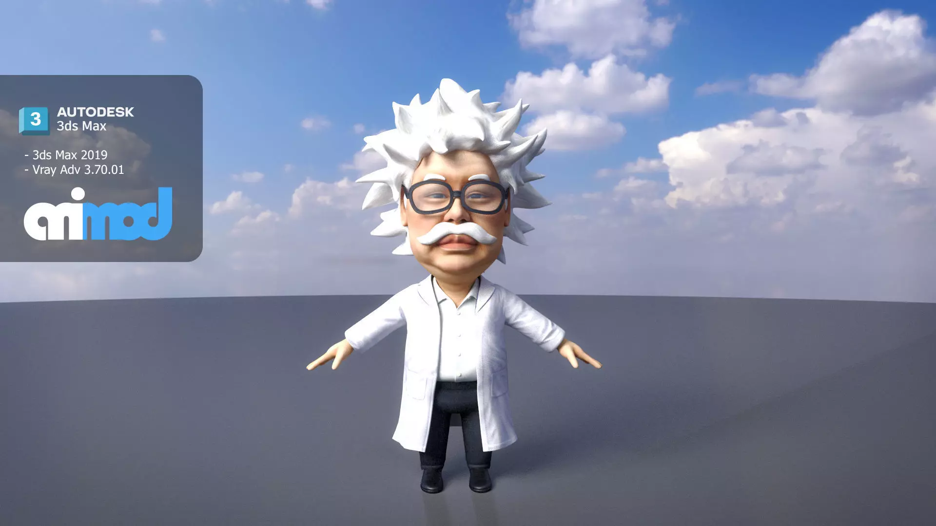 Professor With Weird Hairstyle 3D model_0