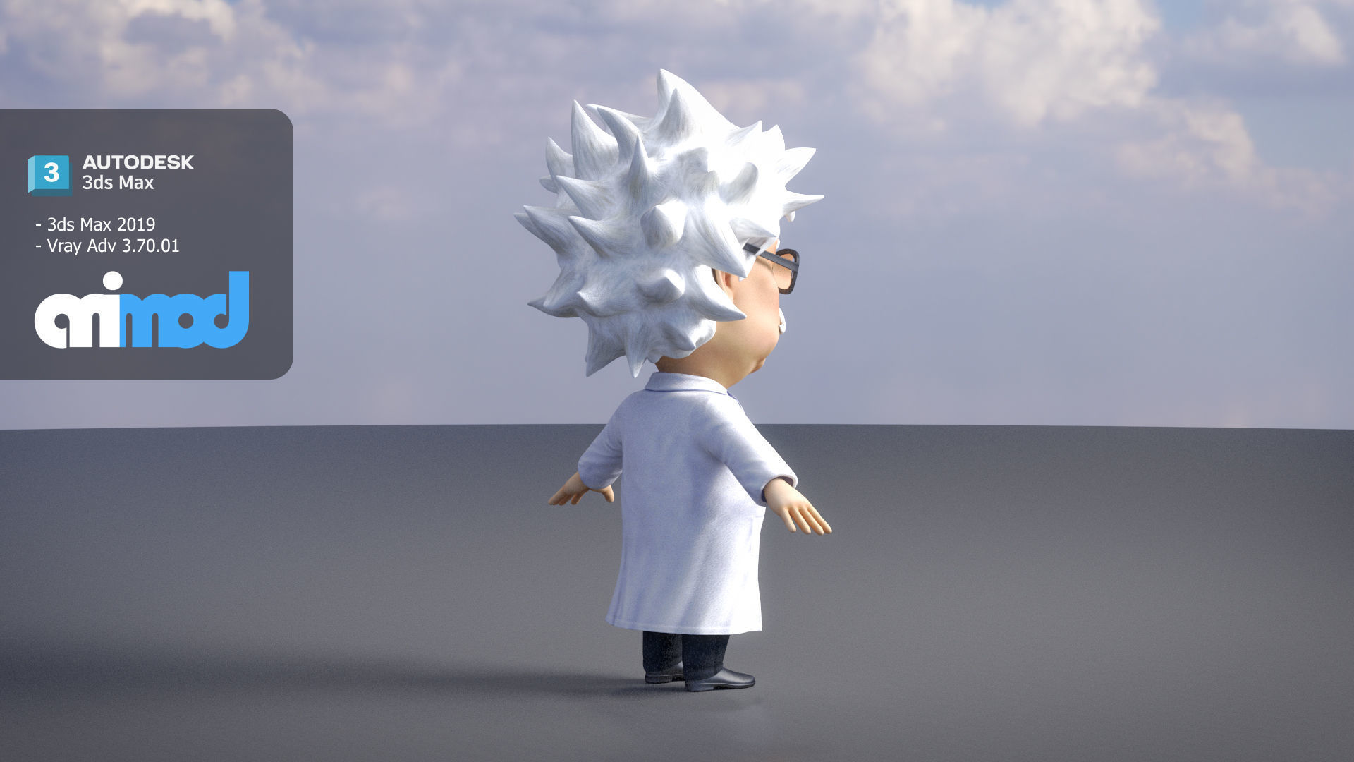 Professor With Weird Hairstyle 3D model_3
