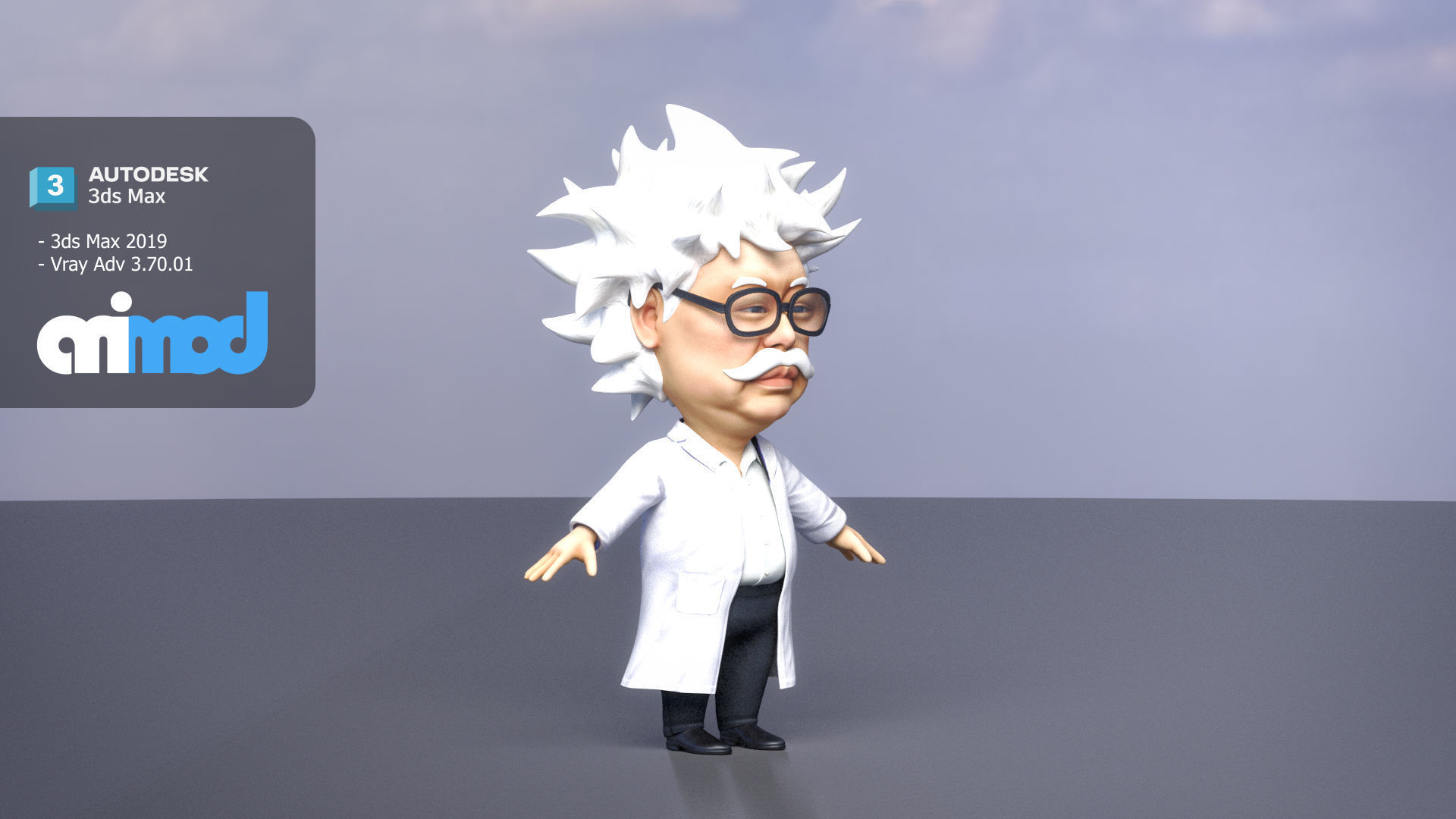 Professor With Weird Hairstyle 3D model_1