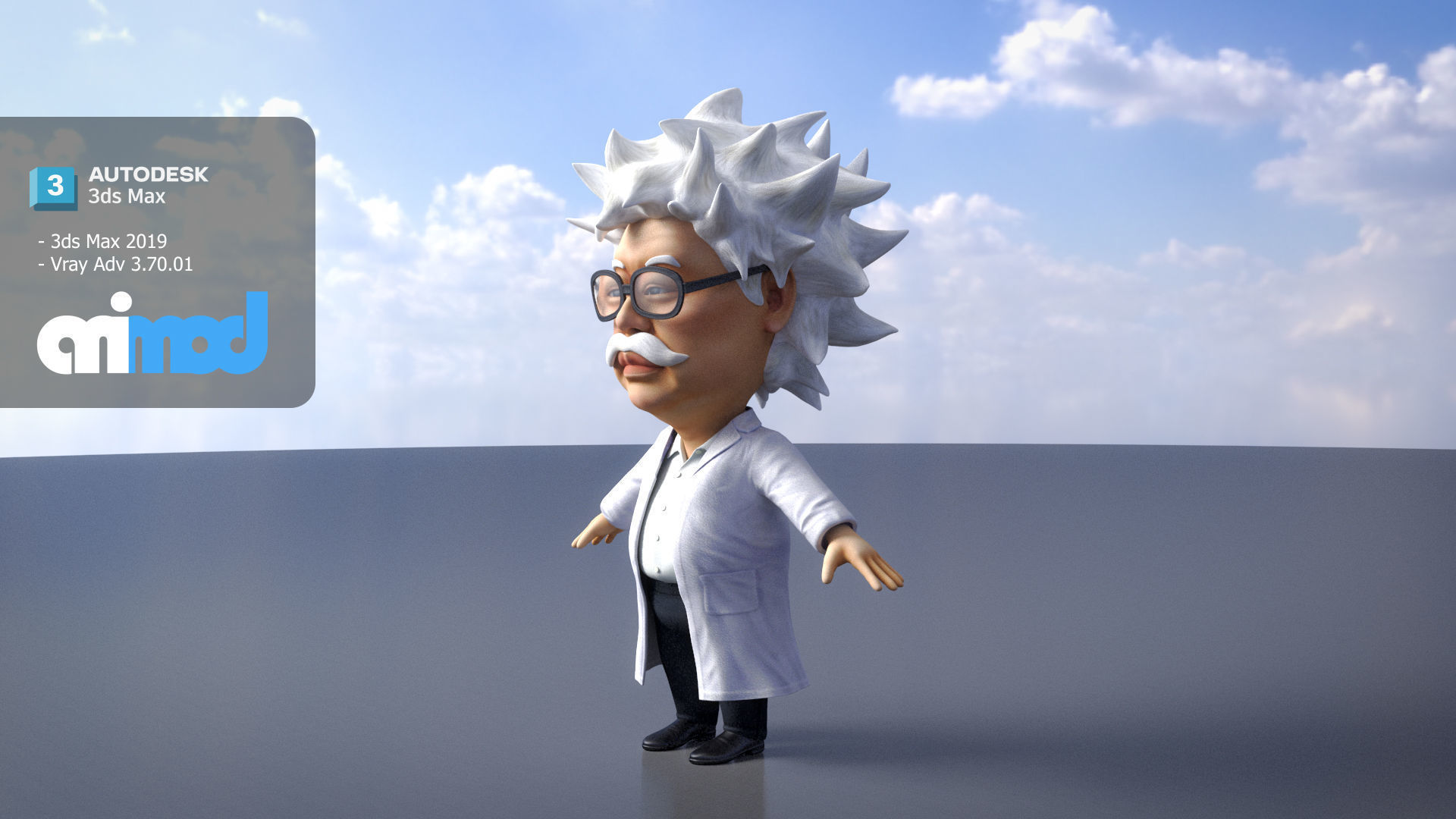 Professor With Weird Hairstyle 3D model_2