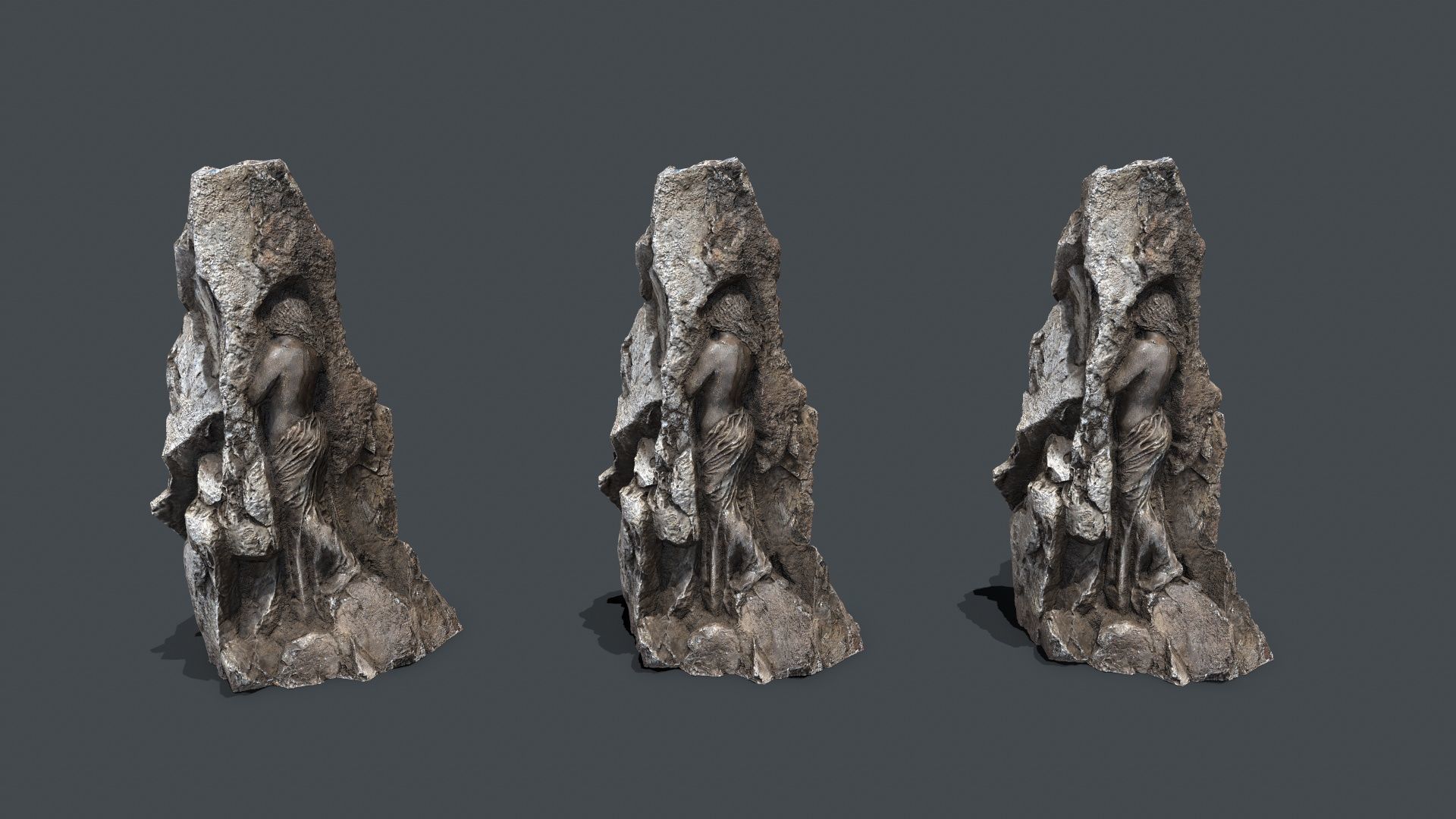 woman Statue Low-poly 3D model_10