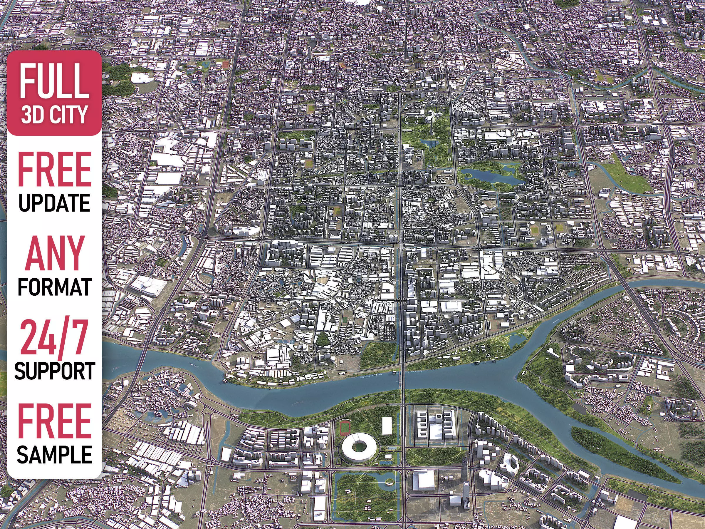 Foshan - 3D City Model Low-poly 3D model_0