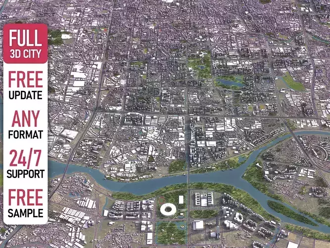 Foshan - 3D City Model Low-poly 3D model