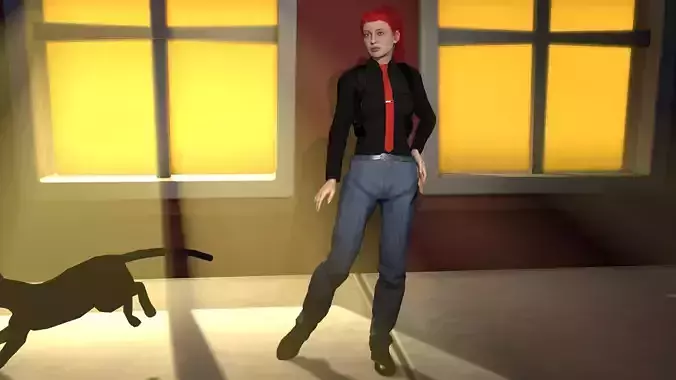 Dynamic Red-Haired Heroine 3D Model