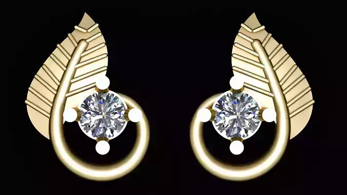 LUXURY LEAF AND DIAMONT PENDANT   EARRING  3D PRINTABLE MODEL 