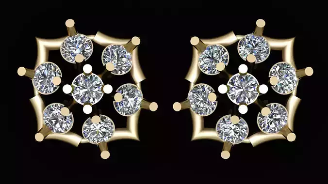 SQURE SHEPE DIAMONT EARRING  3D PRINTABLE MODEL