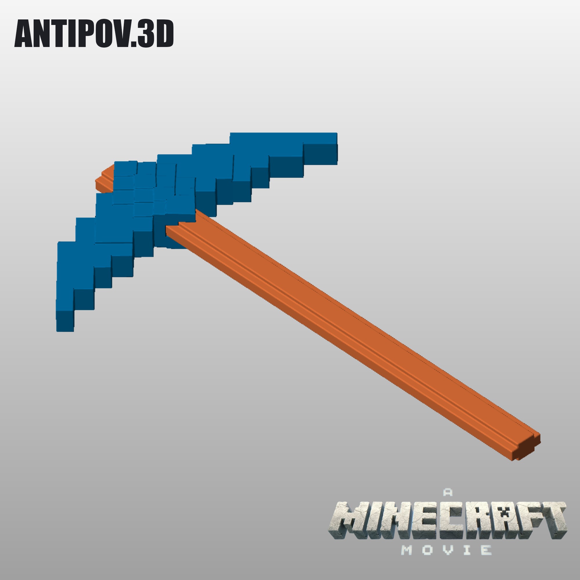 Pick Axe Pickaxe Minecraft movie for 3D print 3D print model_1