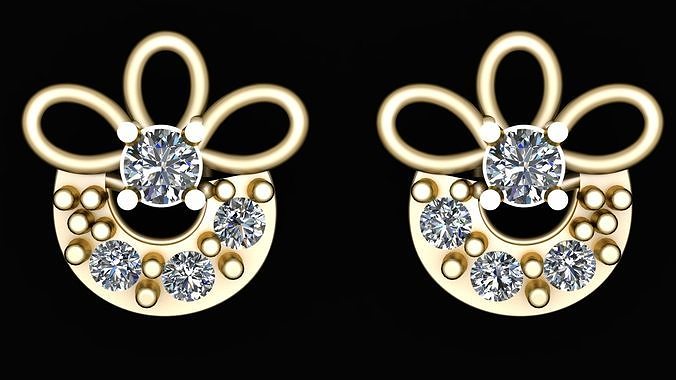 DIAMOND CLUSTER EARRING 3D PRINTABLE MODEL  3D print model