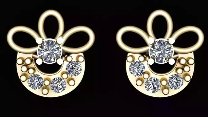 DIAMOND CLUSTER EARRING 3D PRINTABLE MODEL 