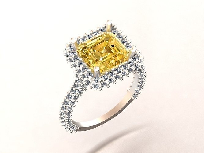 Cushion cut Stone Designed with Round Stones 3D print model