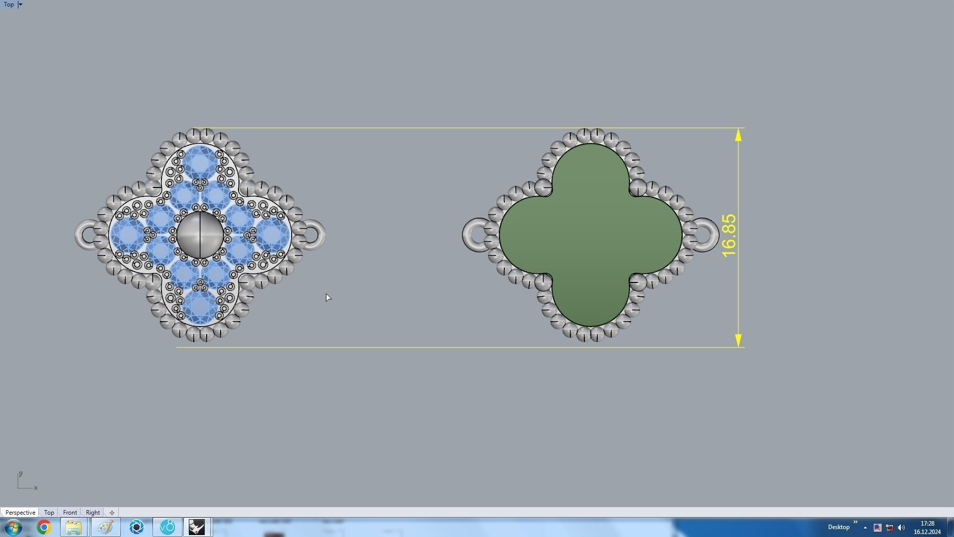 Vintage Flower Bracelet with Mother Of Pearl and Diamond Paved 3D print model_7
