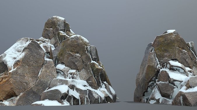 snow rocks Low-poly 3D model