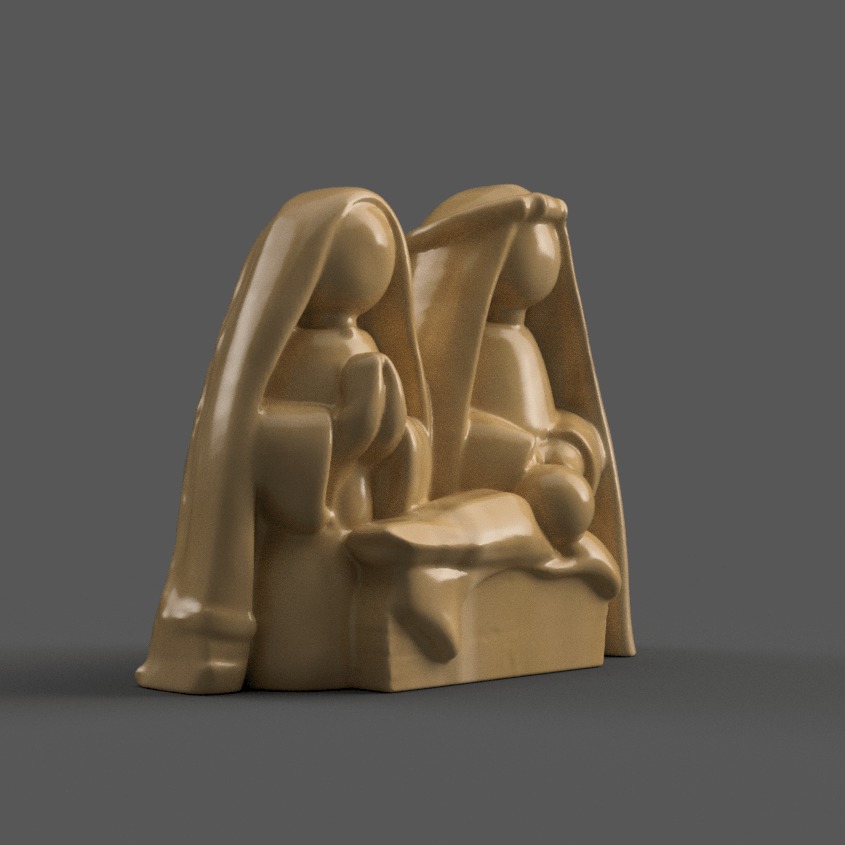 mini nativity sence for desk - table - tree 3D print model_1