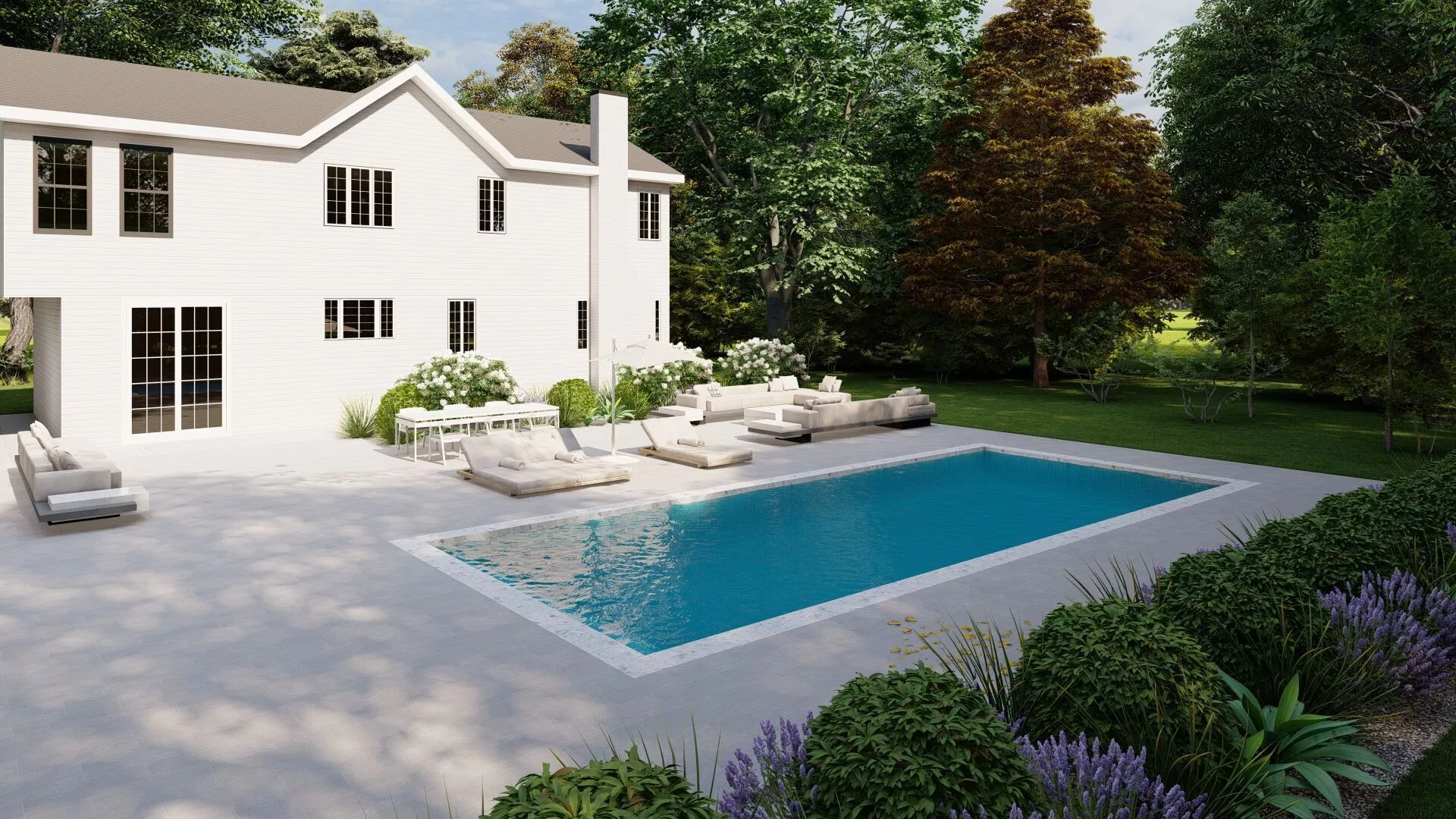 3D Exterior Scene 3D model design garden and landscape 3D model