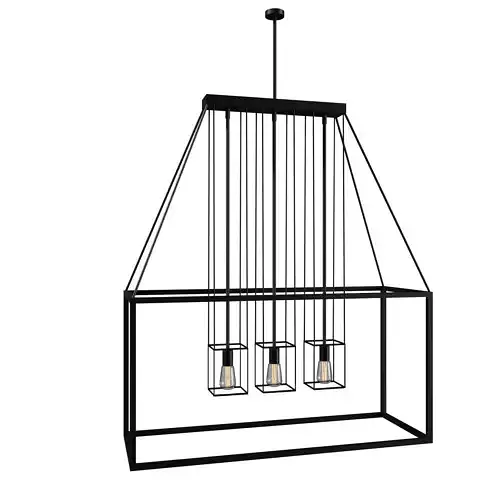 Wide Matte Black Open Cube Mini Pendant Light