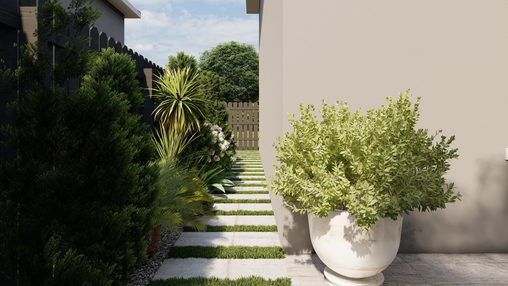 D Exterior Scene 3D model design garden and landscape 3D model_1