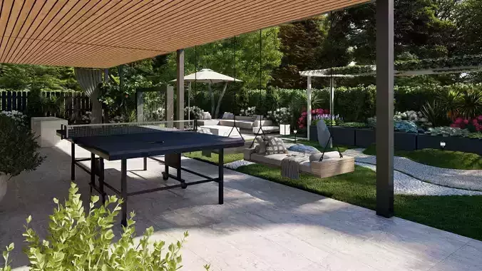 D Exterior Scene 3D model design garden and landscape