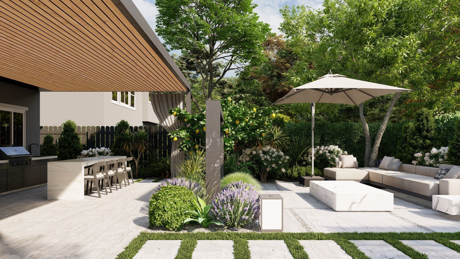 D Exterior Scene 3D model design garden and landscape 3D model_7