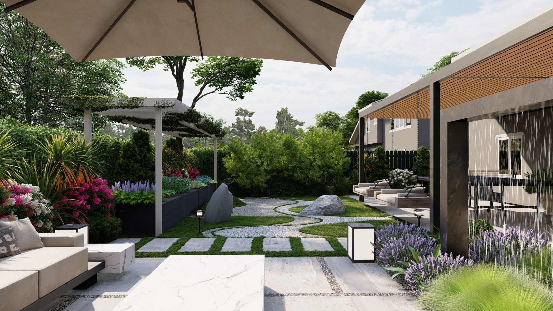 D Exterior Scene 3D model design garden and landscape 3D model_5