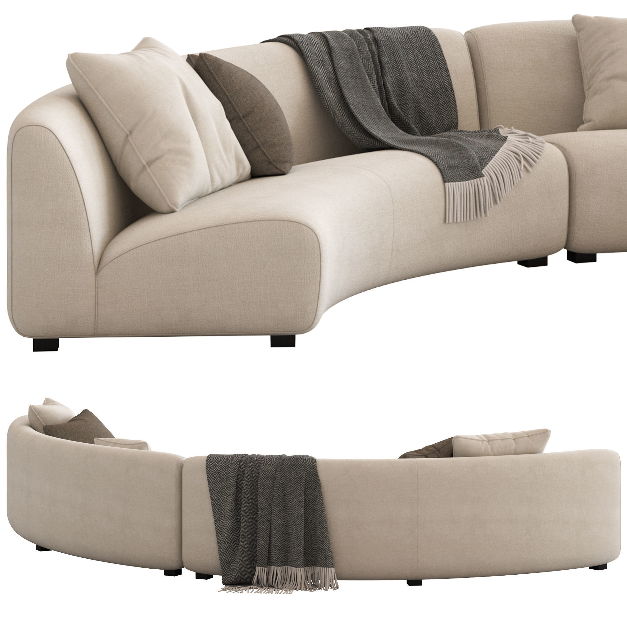 Coco Republic Adele Curved Modular Sofa 3D model_1