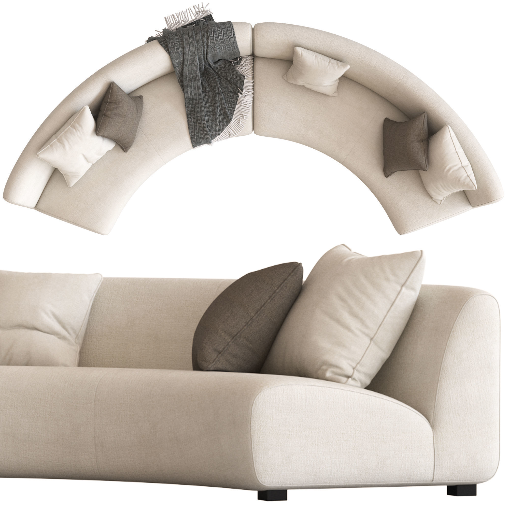 Coco Republic Adele Curved Modular Sofa 3D model_2