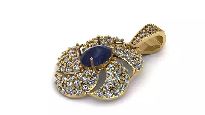 GOLDEN TANZANITE  PENDANT  3D PRINTABLE MODEL 