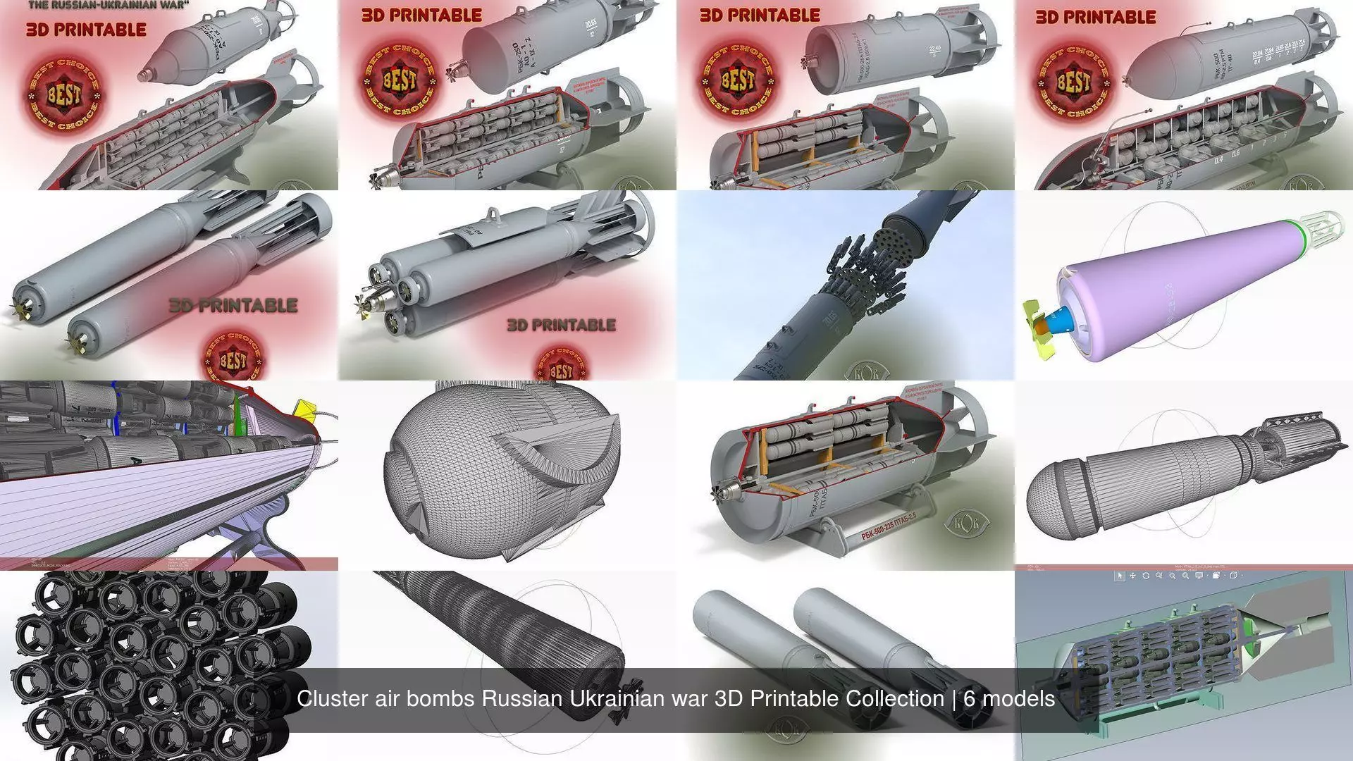 Cluster air bombs Russian Ukrainian war 3D Printable Collection _1