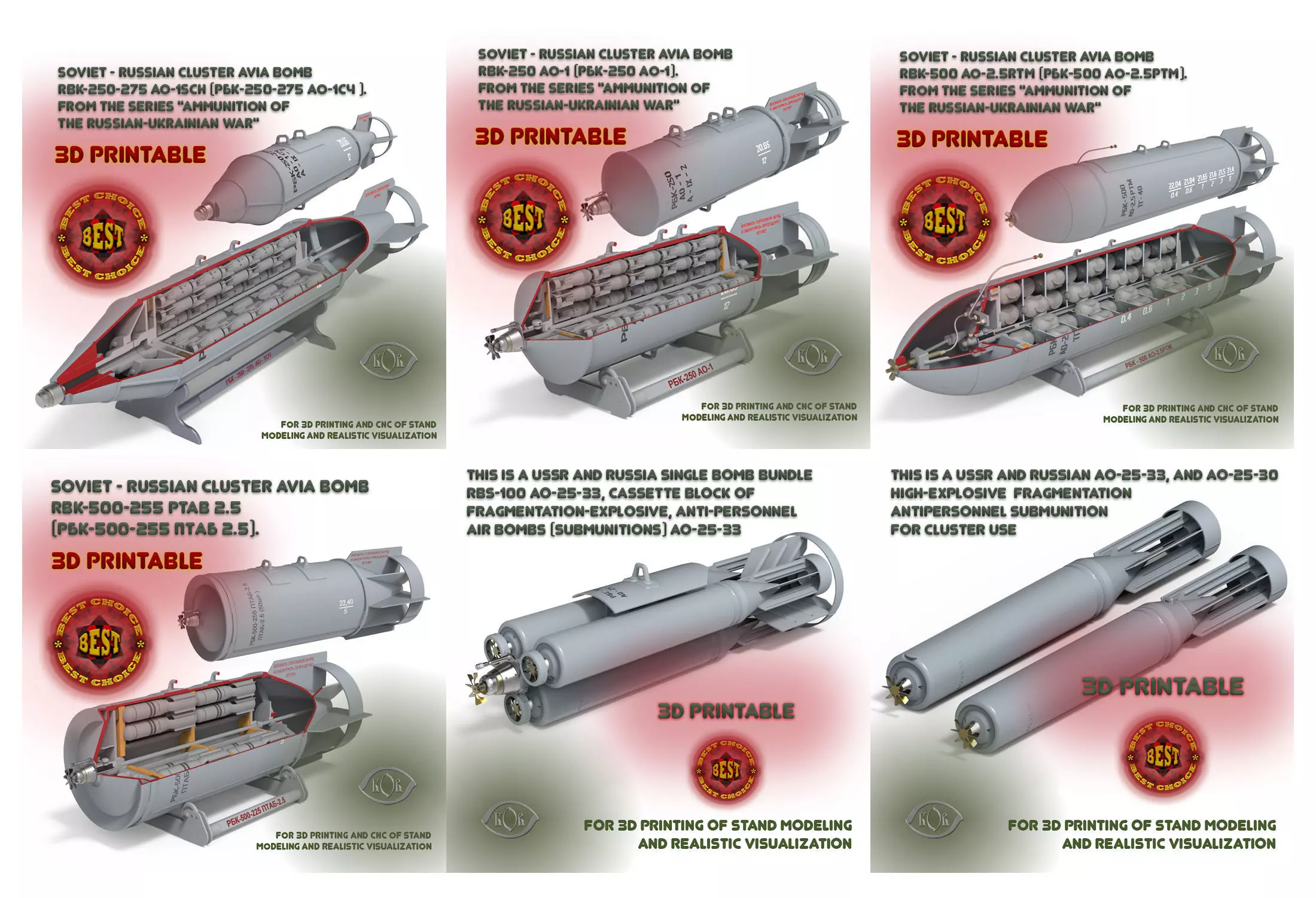 Cluster air bombs Russian Ukrainian war 3D Printable Collection _0