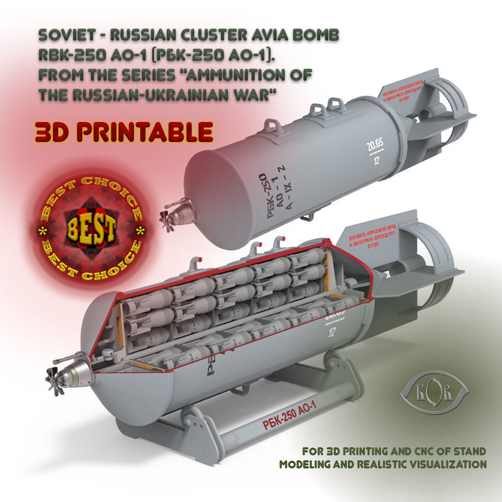 Cluster air bombs Russian Ukrainian war 3D Printable Collection _8