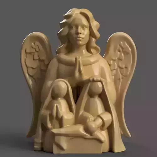 mini nativity scence with angel for desk - table - tree 3D print model