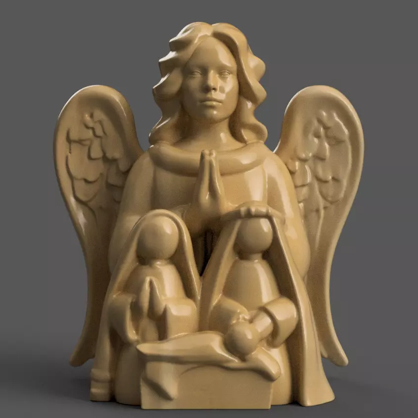 mini nativity scence with angel for desk - table - tree 3D print model_0