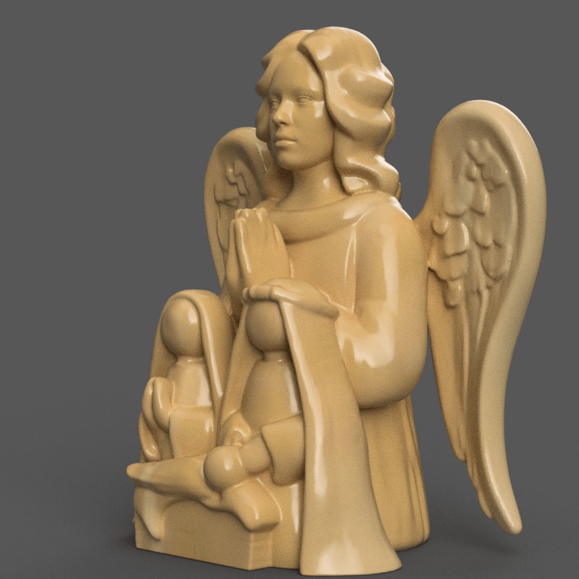 mini nativity scence with angel for desk - table - tree 3D print model_1