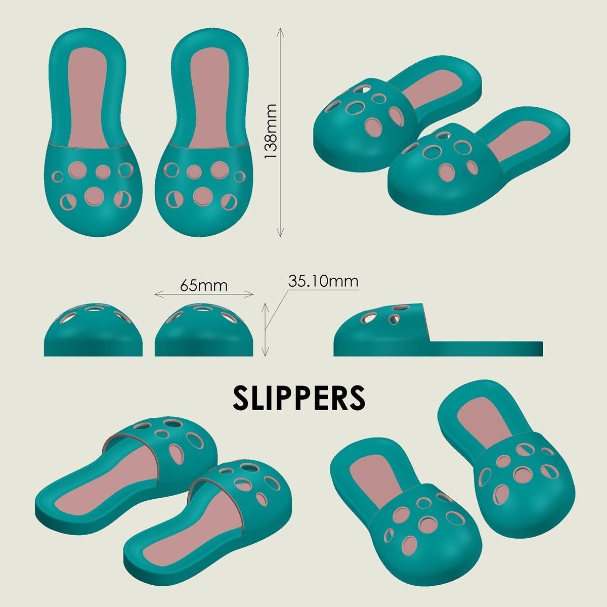 Slippers  3D print model_3
