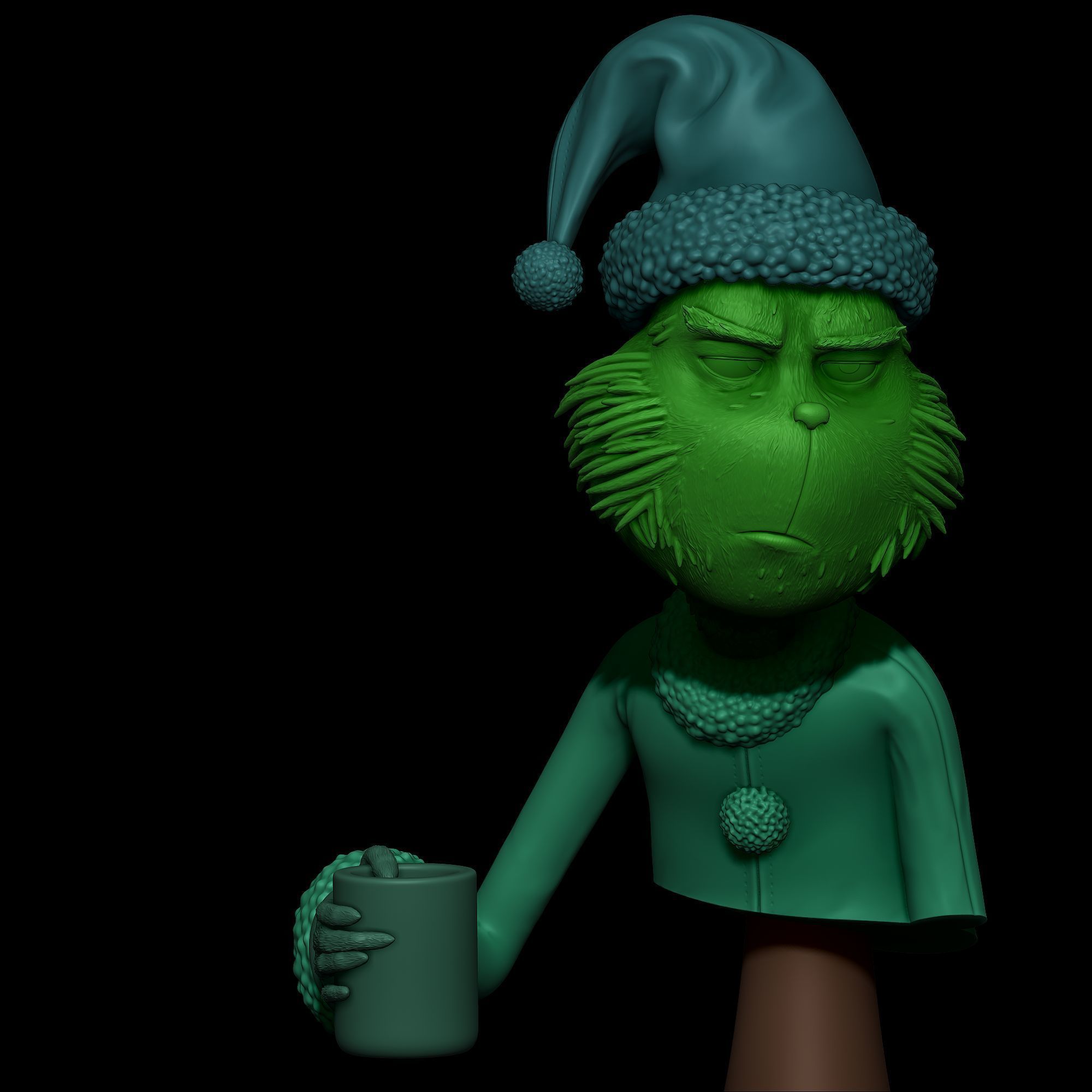 Grinch s Morning Coffee Holiday Grump 3D Print Set 3D print model_4