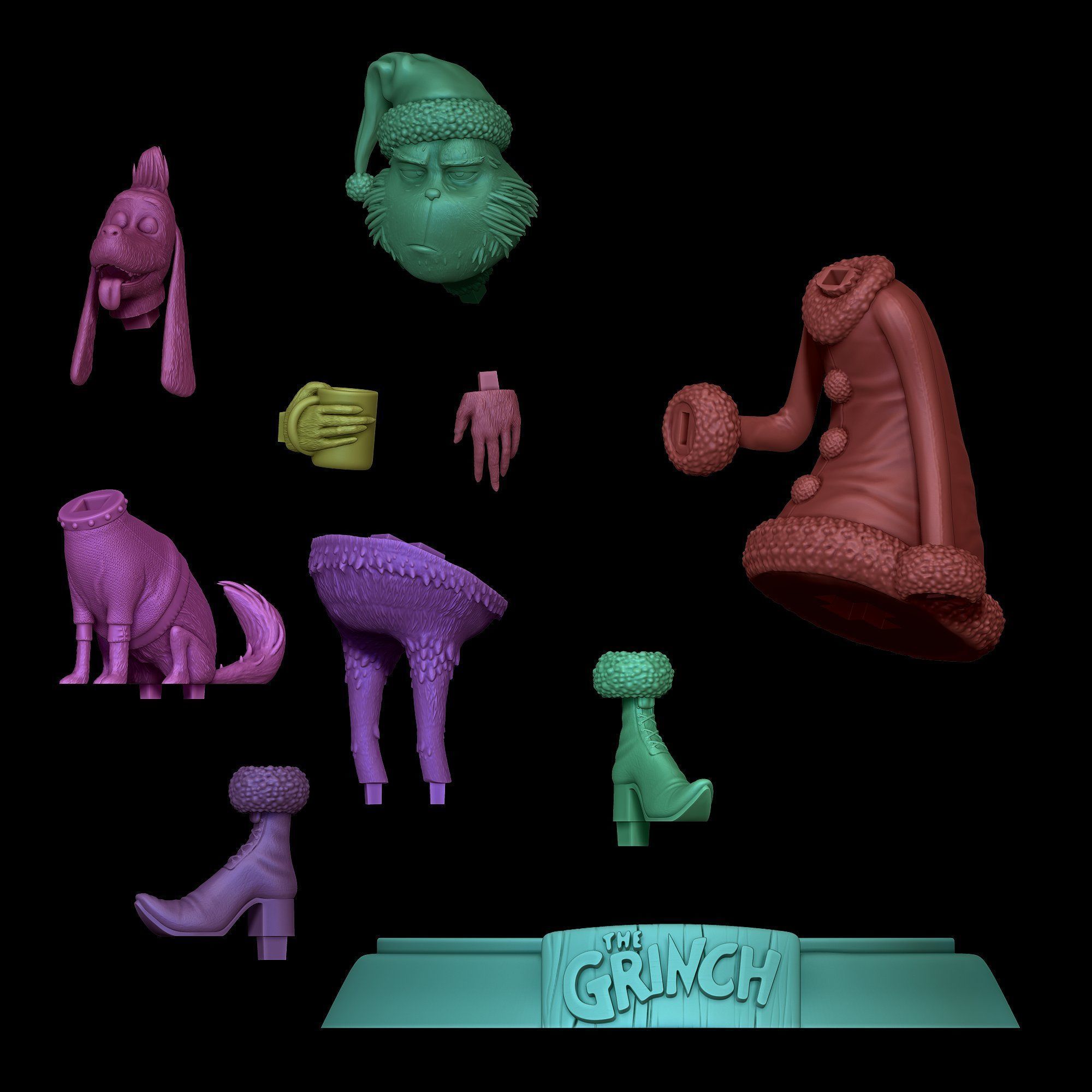 Grinch s Morning Coffee Holiday Grump 3D Print Set 3D print model_24