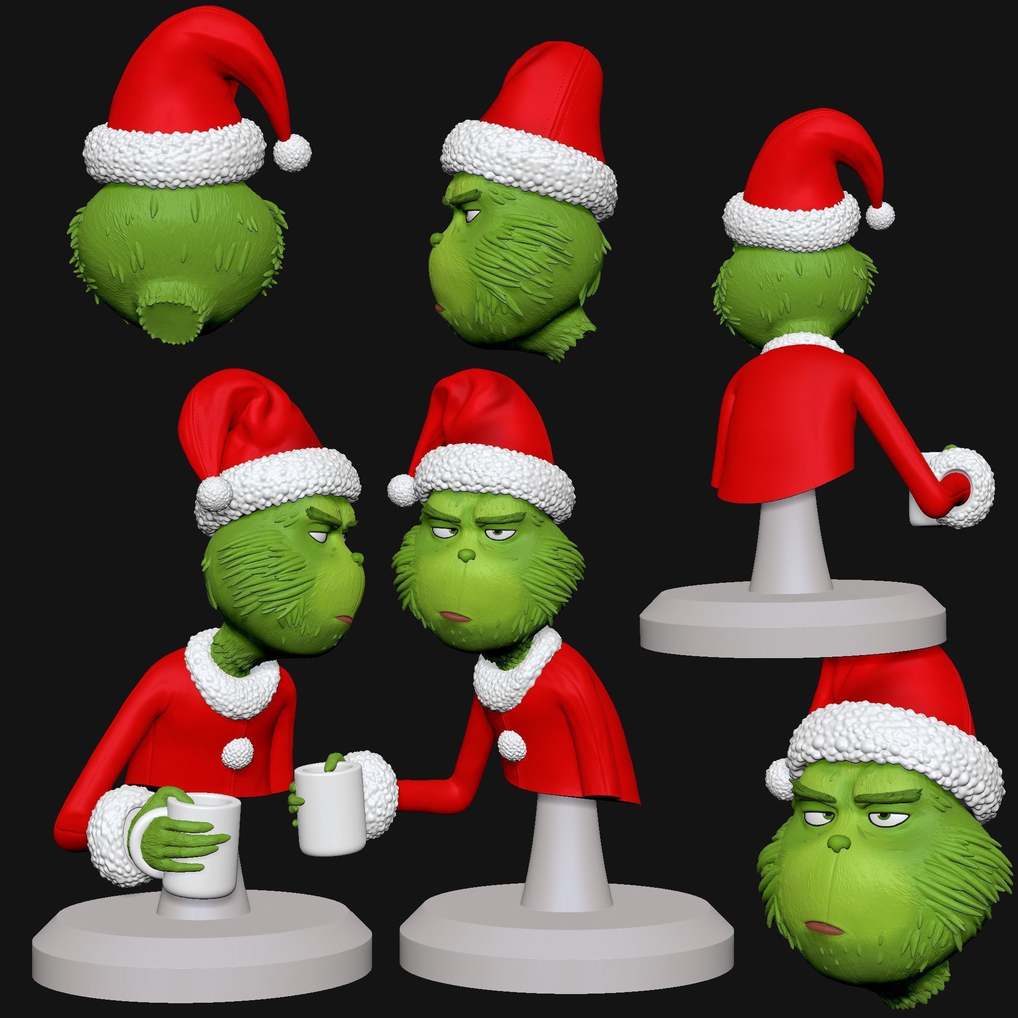 Grinch s Morning Coffee Holiday Grump 3D Print Set 3D print model_13