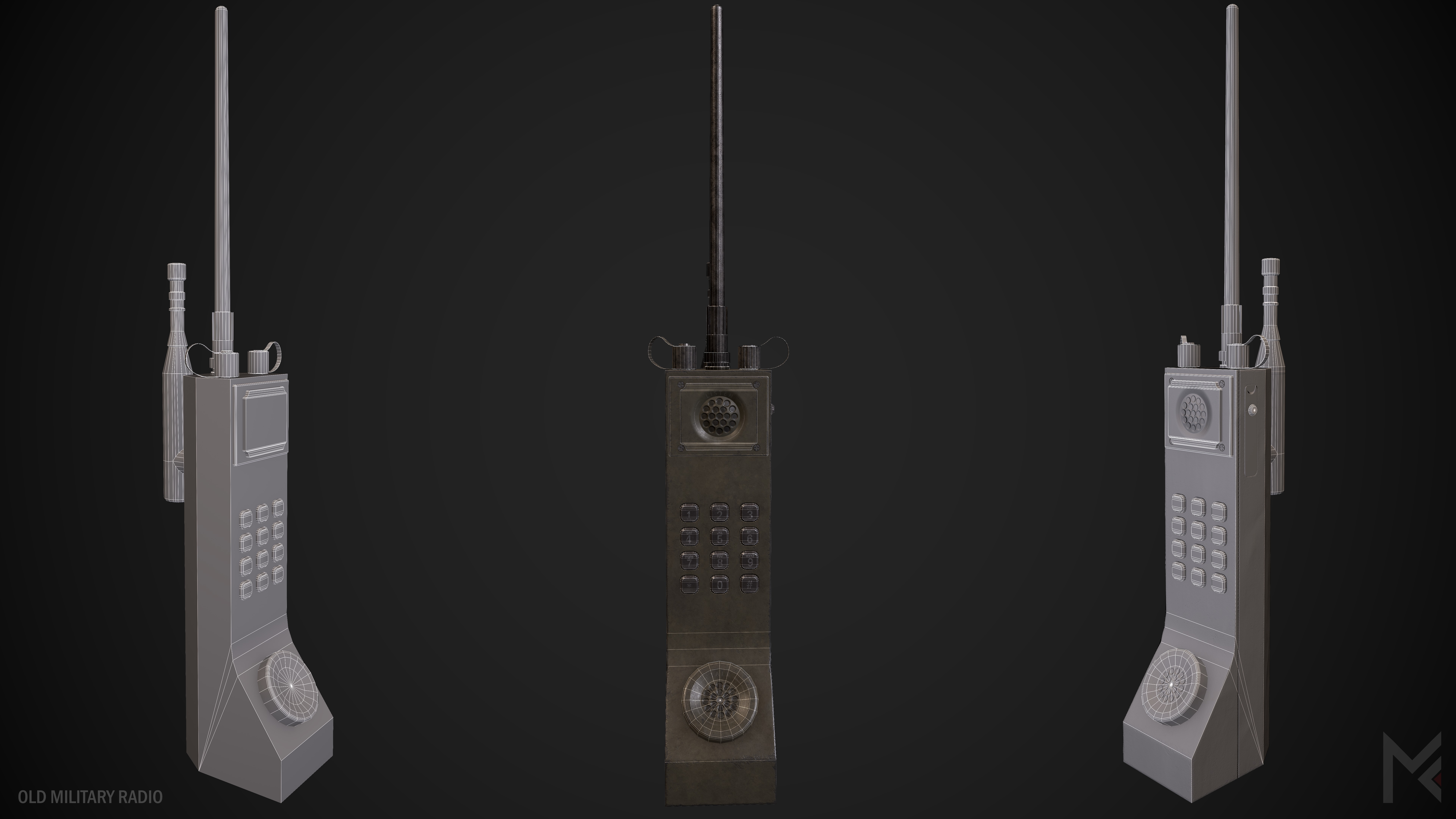 Old Military Radio Low-poly 3D model_7