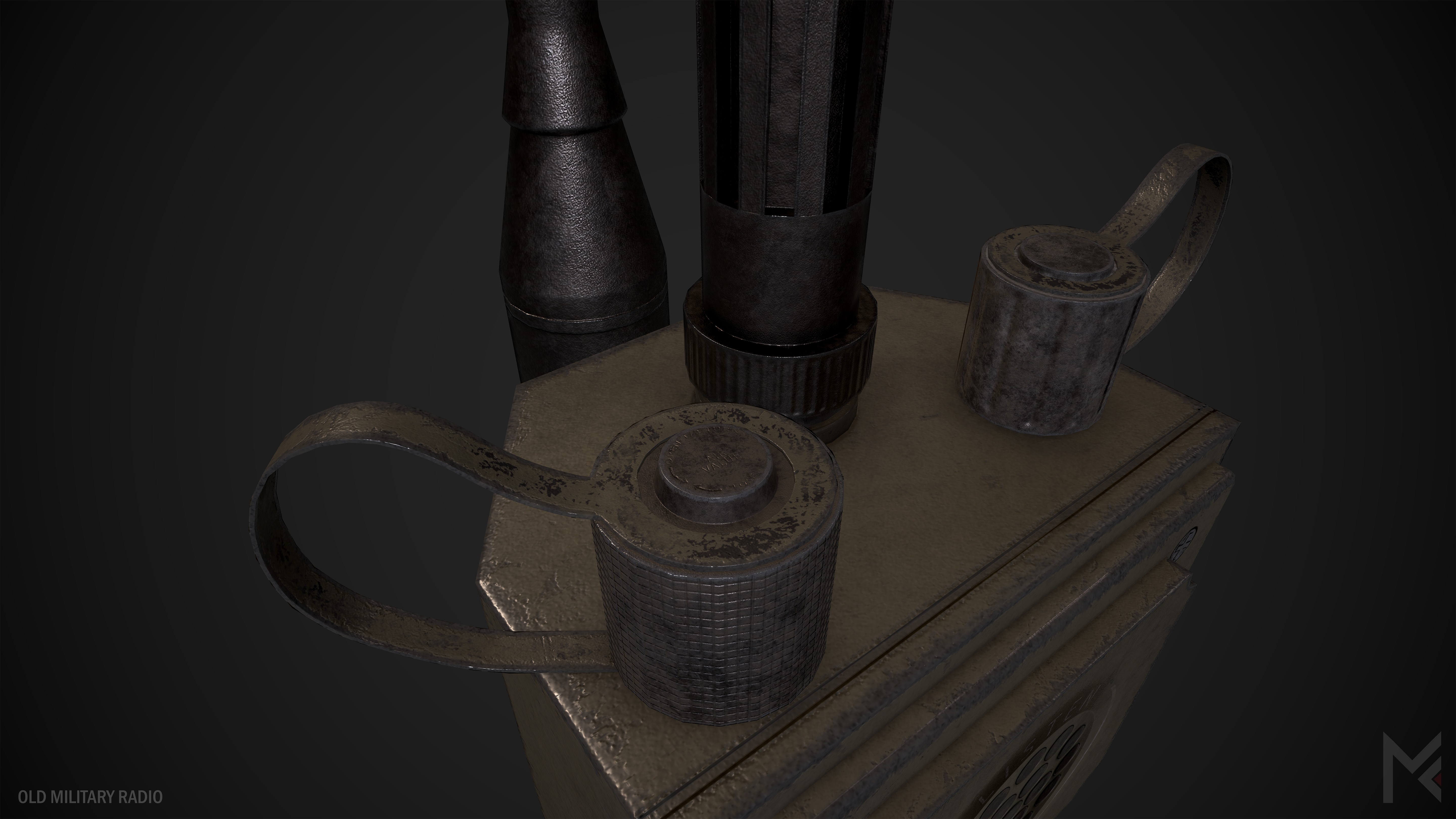 Old Military Radio Low-poly 3D model_6