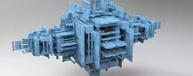 Sci fi Light gravity cube walkway platforms 3