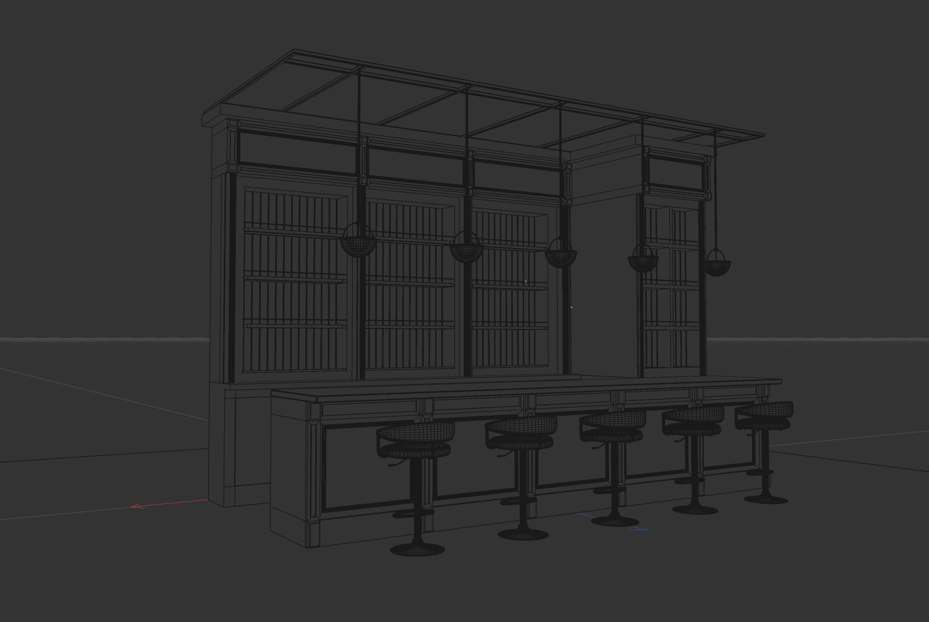 Retro Wooden Bar Design  3D model_5