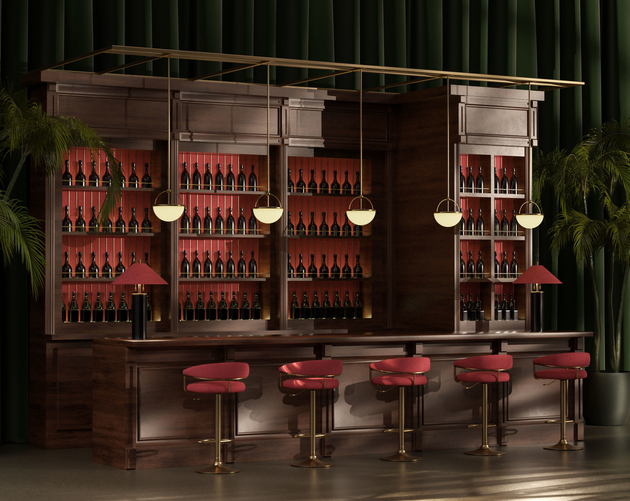 Retro Wooden Bar Design  3D model_1