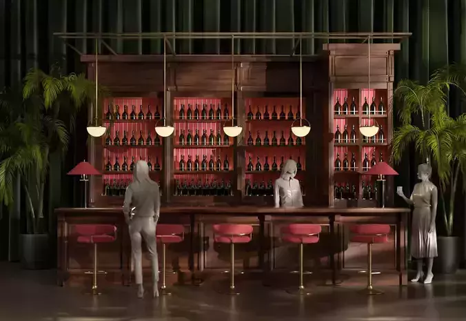 Retro Wooden Bar Design 