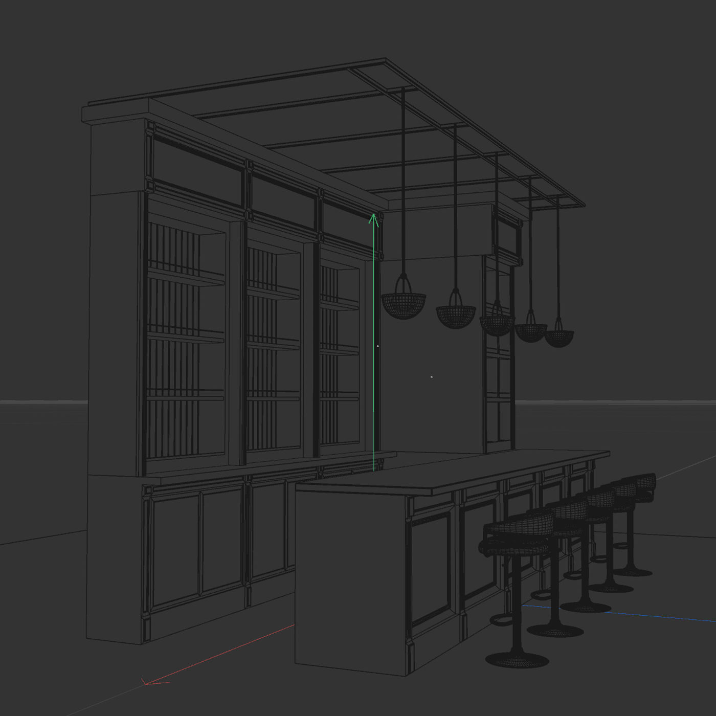 Retro Wooden Bar Design  3D model_4