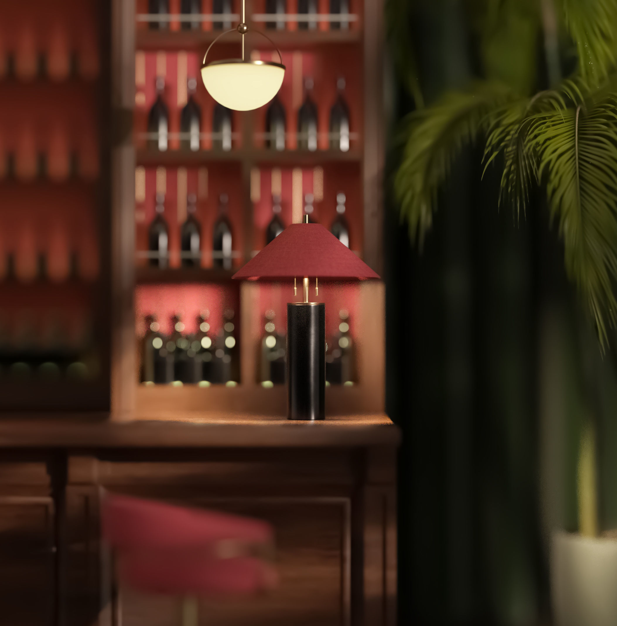 Retro Wooden Bar Design  3D model_3