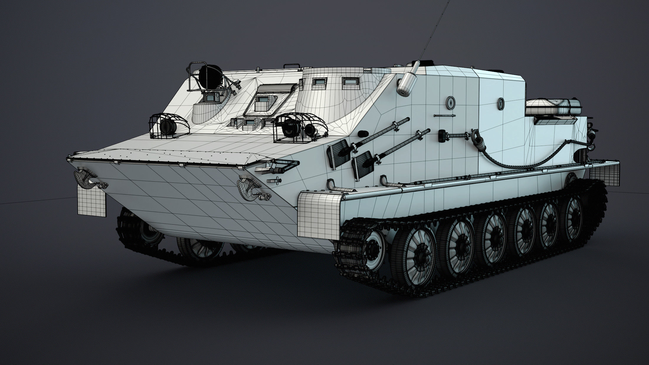 BTR-50PK Tracked APC High-Poly 3D model_11