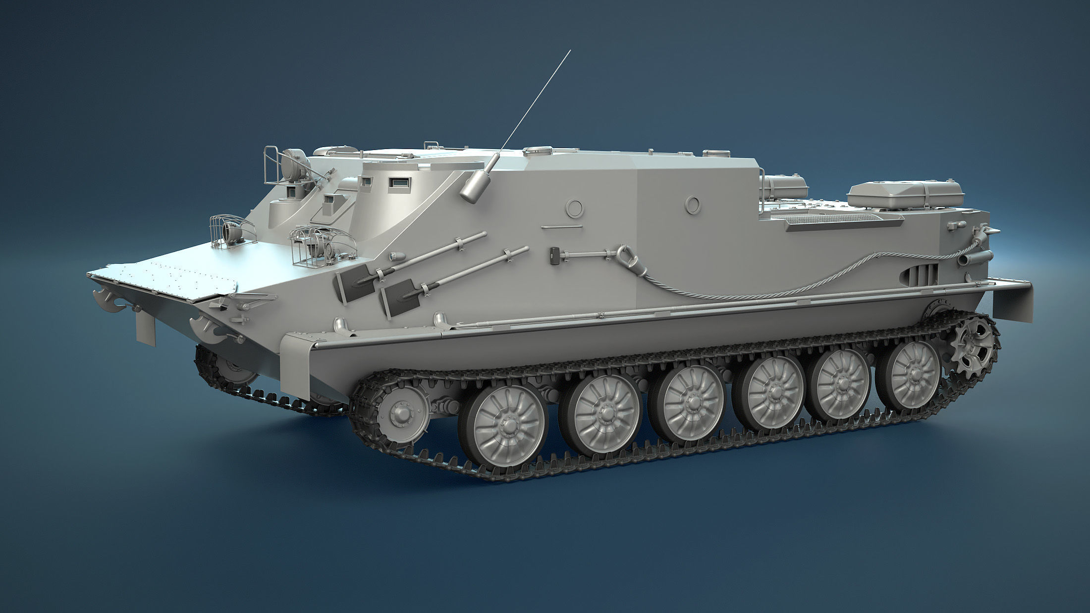 BTR-50PK Tracked APC High-Poly 3D model_1