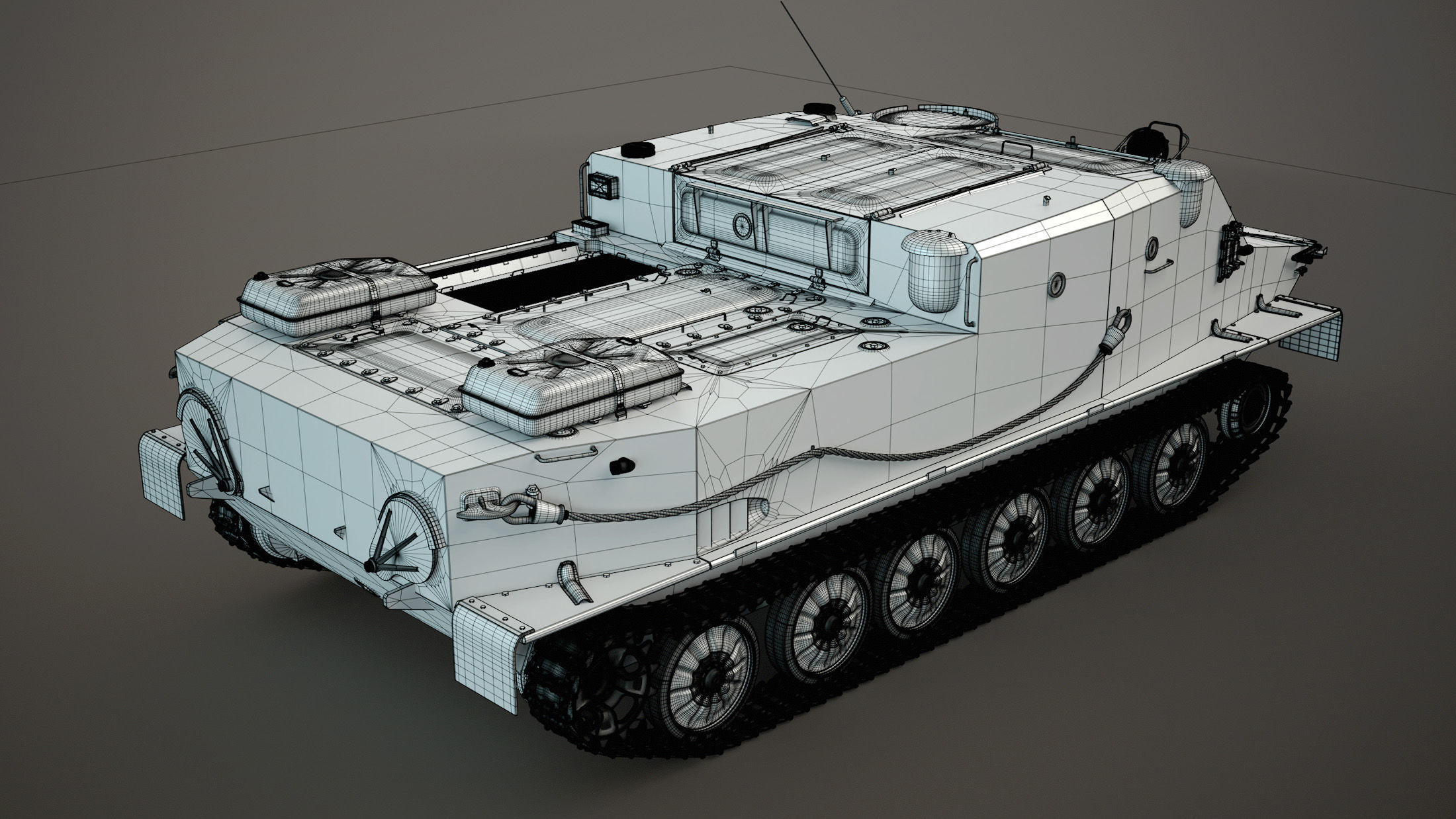 BTR-50PK Tracked APC High-Poly 3D model_13