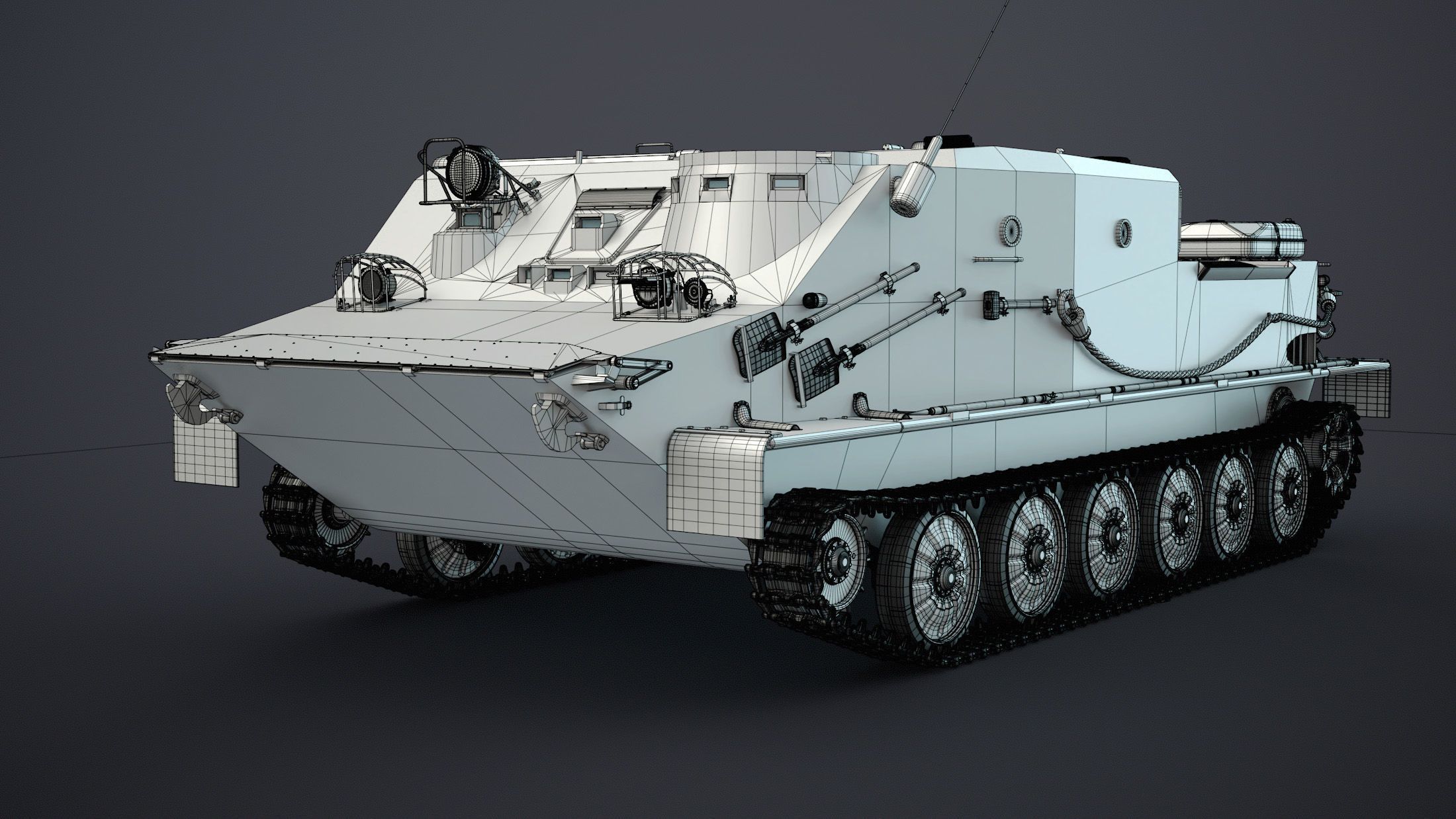 BTR-50PK Tracked APC High-Poly 3D model_10